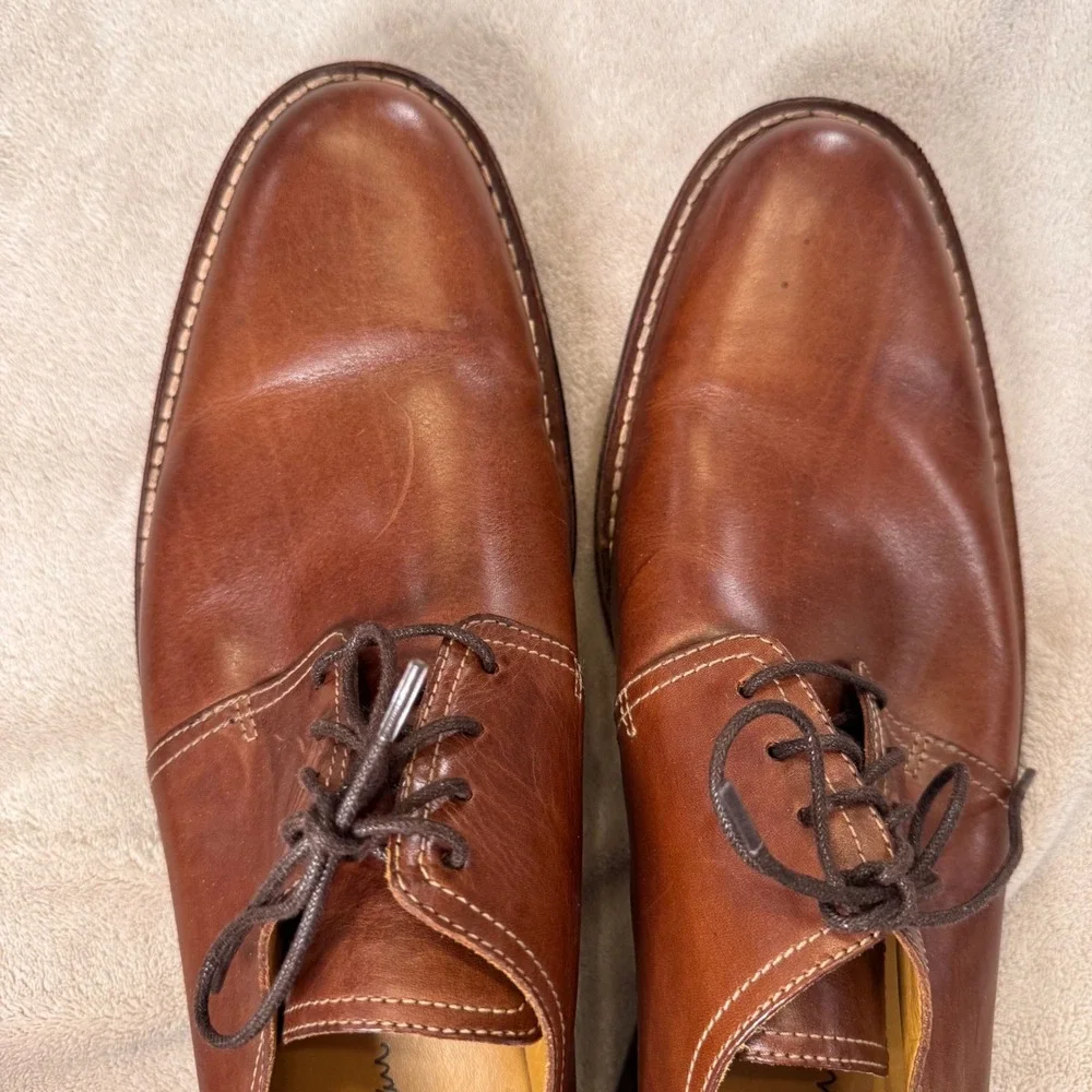 Cole Haan Leather Derby Oxford Shoes‎ Brown Quiet Luxury Preppy Classic Sz 13